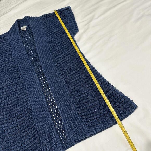 Cache Short Sleeve Open Knit Cardigan Sweater Sz M Medium Blue - Picture 7 of 10